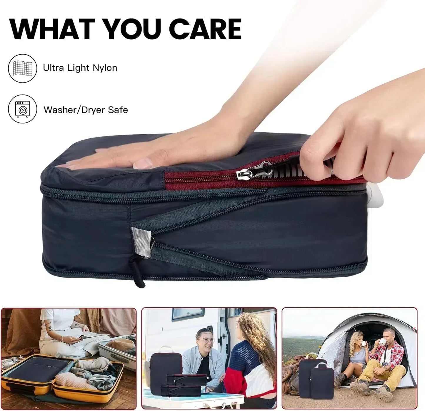 Ultralight Waterproof Compression Packing Cubes For Suitcases,Travel essentials Expandable Portable Bag Organizer Women’s Bag