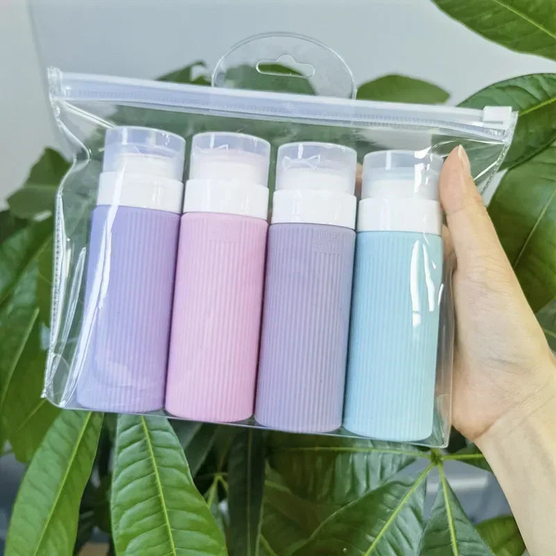 4pcs 100ML Silicone Travel Bottles Accessories Portable BPA Free Leak Proof Squeezable Size Containers Travel Essentials Sets