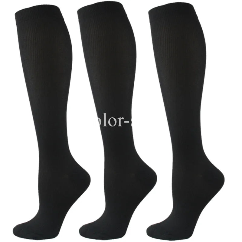 3Pairs Compression Socks Knee High Varicose Veins Stockings Men Women Sport Socks Anti Fatigue Pain Relief Compression Stockings