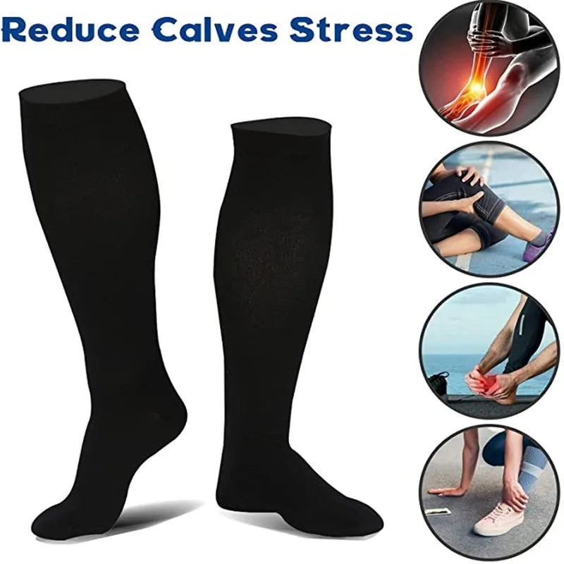 3Pairs Compression Socks Knee High Varicose Veins Stockings Men Women Sport Socks Anti Fatigue Pain Relief Compression Stockings