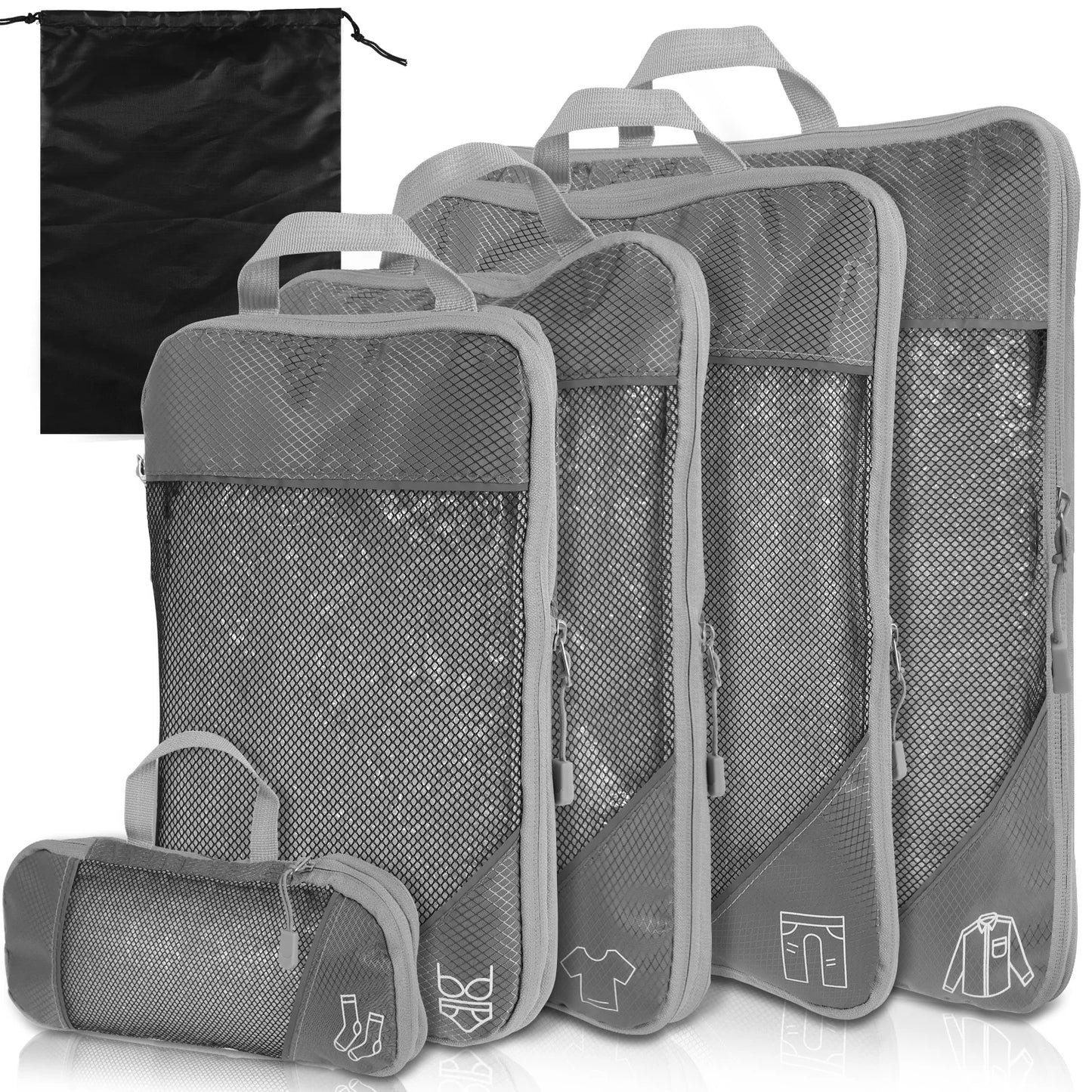 6Pcs Set Travel Bag Compression Packing Cubes Lightweight Durable with Storage Bag Nylon Luggage Suitcase Organizer Bags