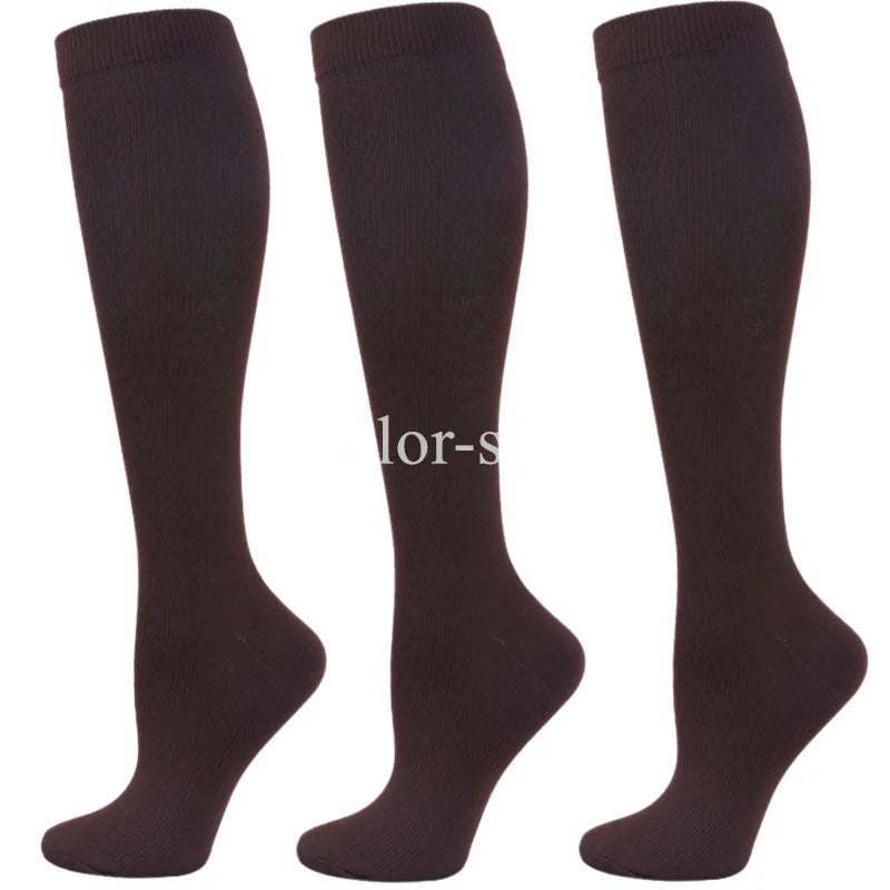 3Pairs Compression Socks Knee High Varicose Veins Stockings Men Women Sport Socks Anti Fatigue Pain Relief Compression Stockings