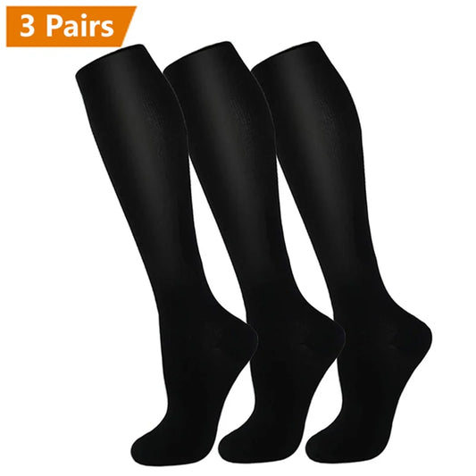 3Pairs Compression Socks Knee High Varicose Veins Stockings Men Women Sport Socks Anti Fatigue Pain Relief Compression Stockings