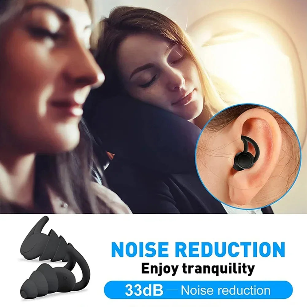 HUAK 3 Layer Ear Plugs For Sleeping Noise Cancelling Hearing Protection, Soft Silicone Reusable Ear Plugs for Sleeping,Swimming