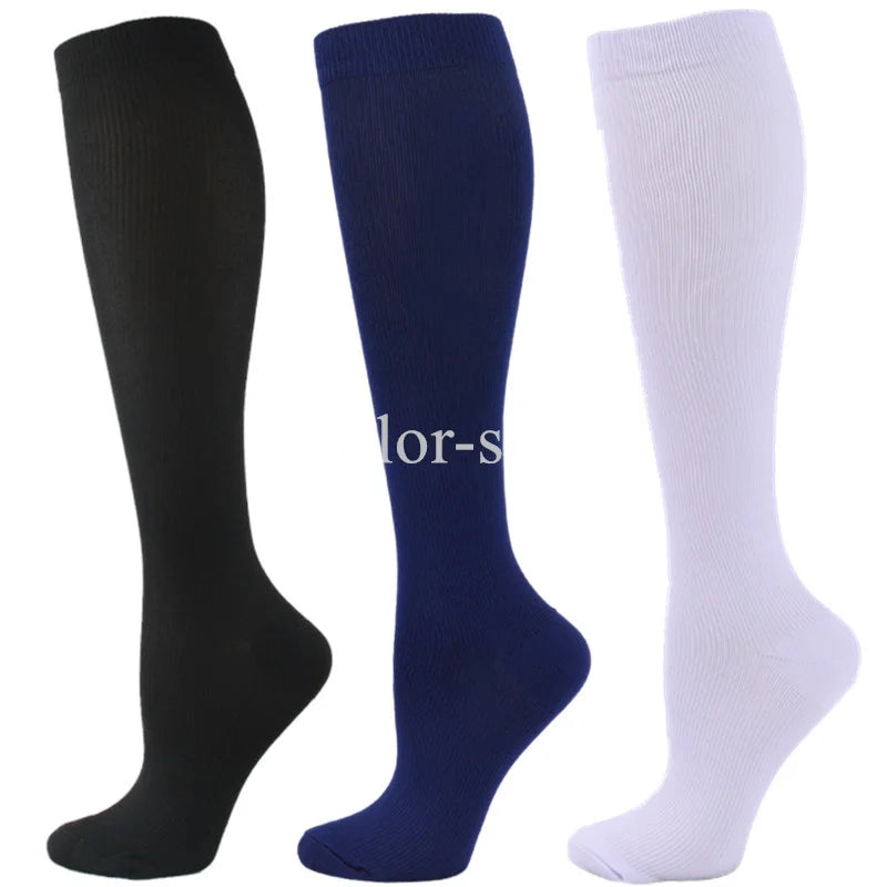 3Pairs Compression Socks Knee High Varicose Veins Stockings Men Women Sport Socks Anti Fatigue Pain Relief Compression Stockings