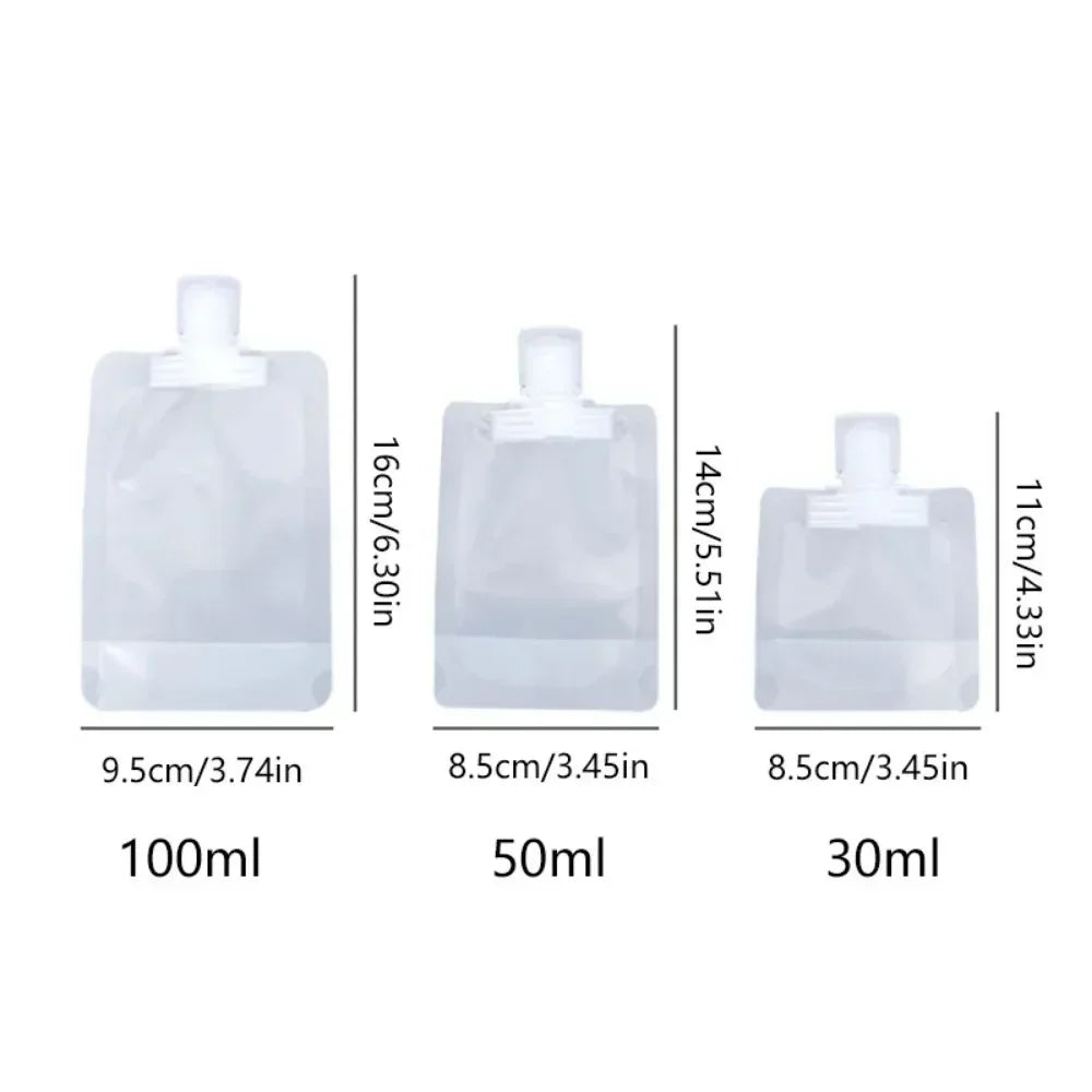 5Pcs Travel Empty Squeeze Bags Lotion Dispensing Bag Refillable Shampoo Toiletries Conditioner Liquid Cosmetic Storage Pouches