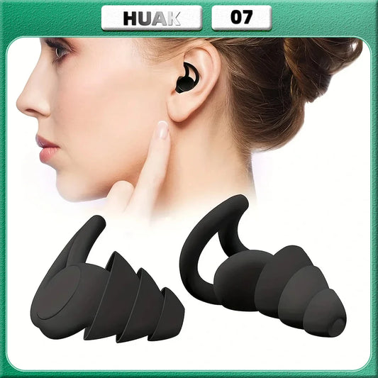 HUAK 3 Layer Ear Plugs For Sleeping Noise Cancelling Hearing Protection, Soft Silicone Reusable Ear Plugs for Sleeping,Swimming