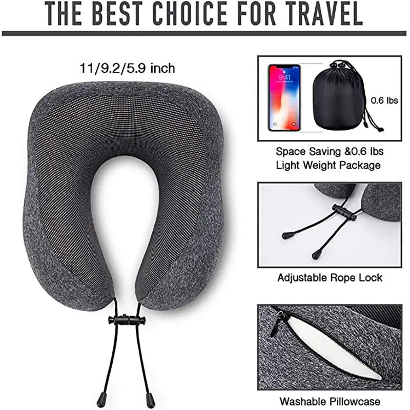 U Shaped Memory Foam Neck Pillows Soft Slow Rebound Space Travel Pillow Massage Neck Cervical Healthcare Bedding Drop Shipping