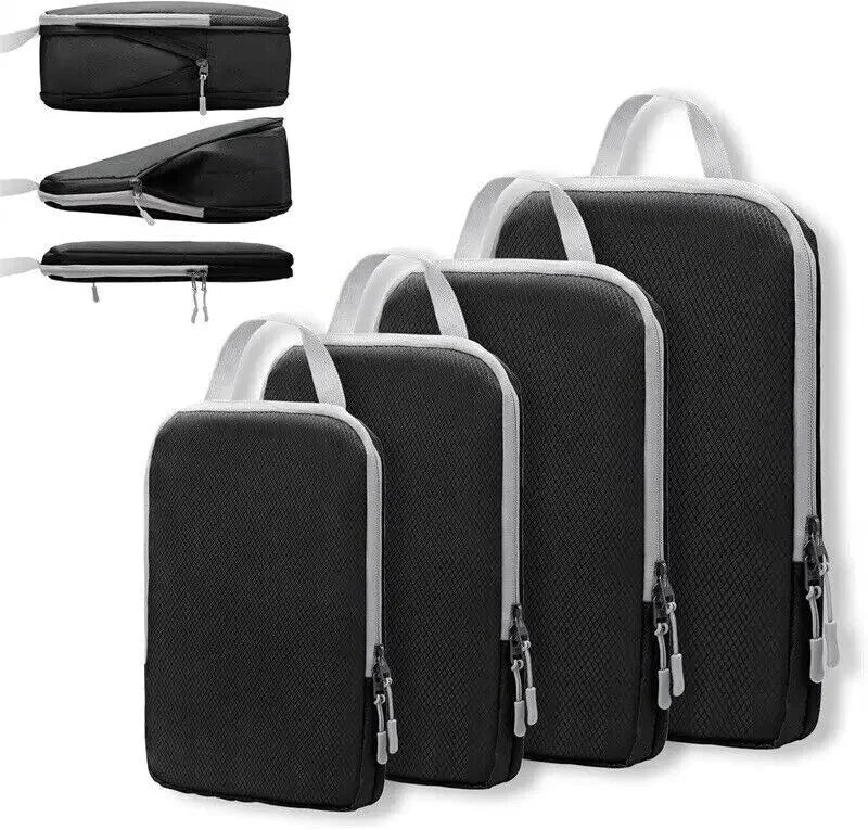 4Pcs Travel Compression Packing Cubes Bag Portable Suitcase Clothes Organizers Waterproof Luggage Storage Cases Drawer Bags