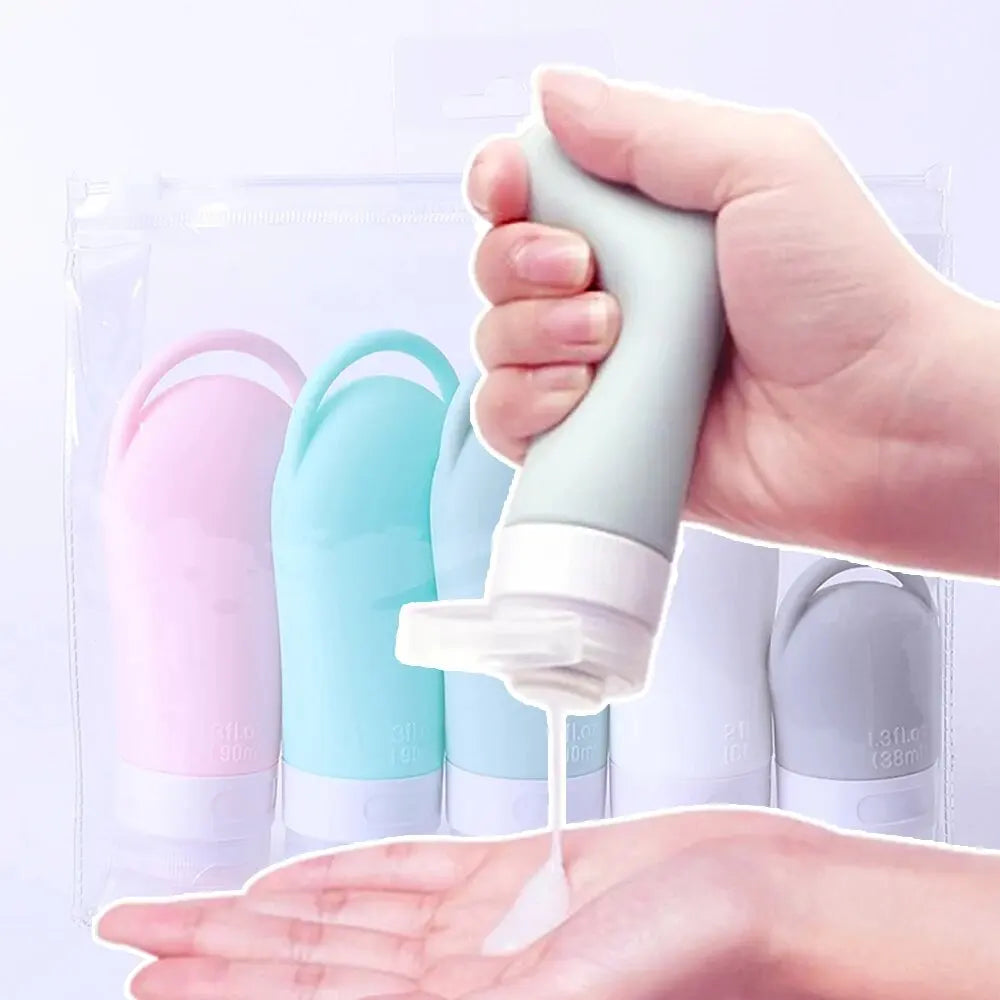 3/4Pcs Silicone Hangable Dispenser Bottle Set Body Wash Shampoo Cosmetics Fill Empty Bottle Portable Travel Lotion Refill Tool