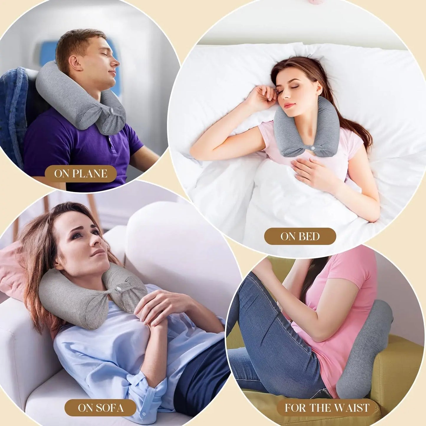 Twist Memory Foam Travel Pillow Neck Pillows with Storage Bag Chin Shoulder Support for Sleeping Bed Traveling Train Office Home