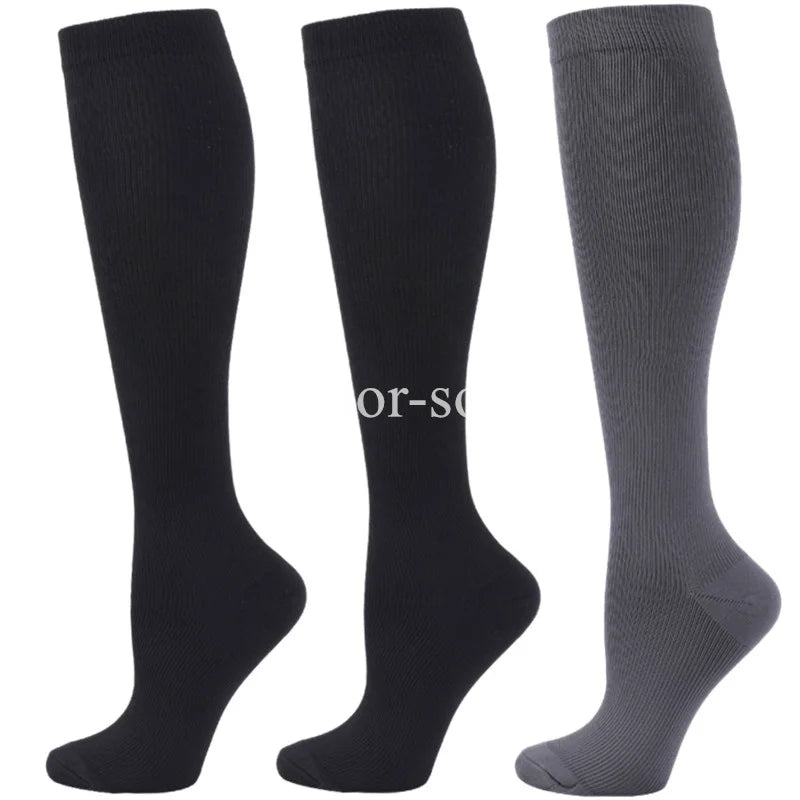 3Pairs Compression Socks Knee High Varicose Veins Stockings Men Women Sport Socks Anti Fatigue Pain Relief Compression Stockings