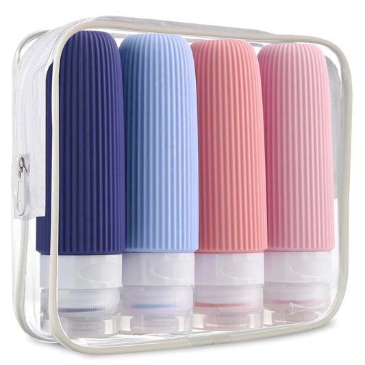 4pcs 90ML Silicone Travel Bottles Accessories Portable BPA Free Leak Proof Squeezable Size Containers Travel Essentials Sets