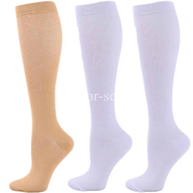 3Pairs Compression Socks Knee High Varicose Veins Stockings Men Women Sport Socks Anti Fatigue Pain Relief Compression Stockings