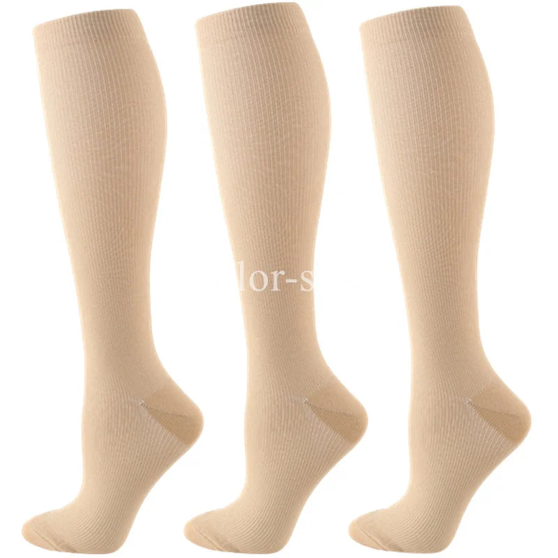 3Pairs Compression Socks Knee High Varicose Veins Stockings Men Women Sport Socks Anti Fatigue Pain Relief Compression Stockings