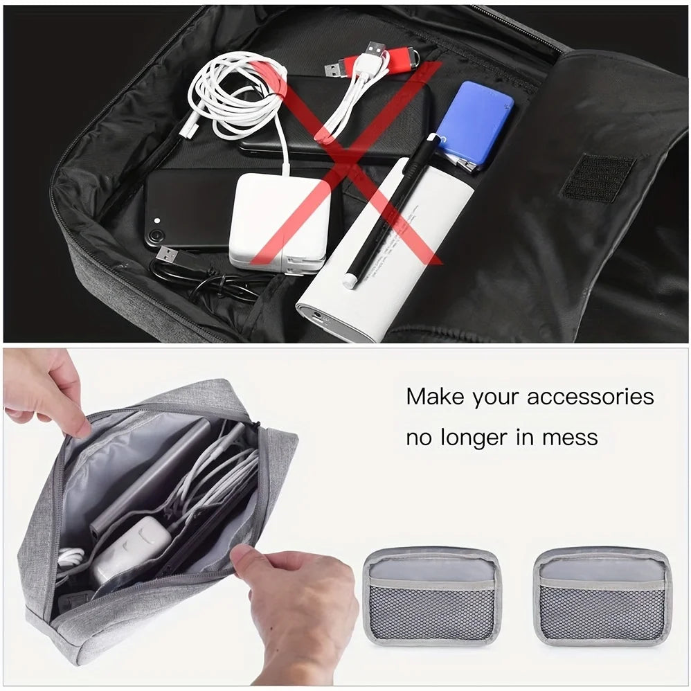 Waterproof Digital Accessories Storage Bag Large Capacity Portable Travel Carrying Organizer Bag for Mobile Phone USB Cable Band