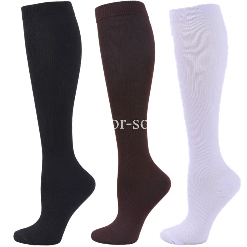 3Pairs Compression Socks Knee High Varicose Veins Stockings Men Women Sport Socks Anti Fatigue Pain Relief Compression Stockings