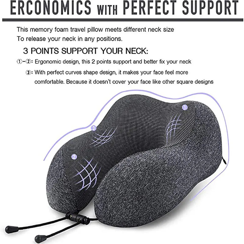 U Shaped Memory Foam Neck Pillows Soft Slow Rebound Space Travel Pillow Massage Neck Cervical Healthcare Bedding Drop Shipping