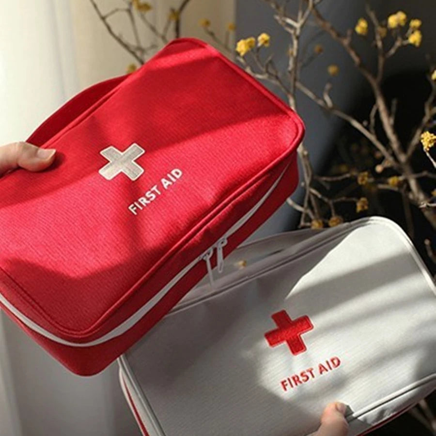 Health Medicine First Aid Kit Oxford Cloth Portable Travel Storage Emergency Kit Tote Bag Outdoor Medical Bag Storage Case Red