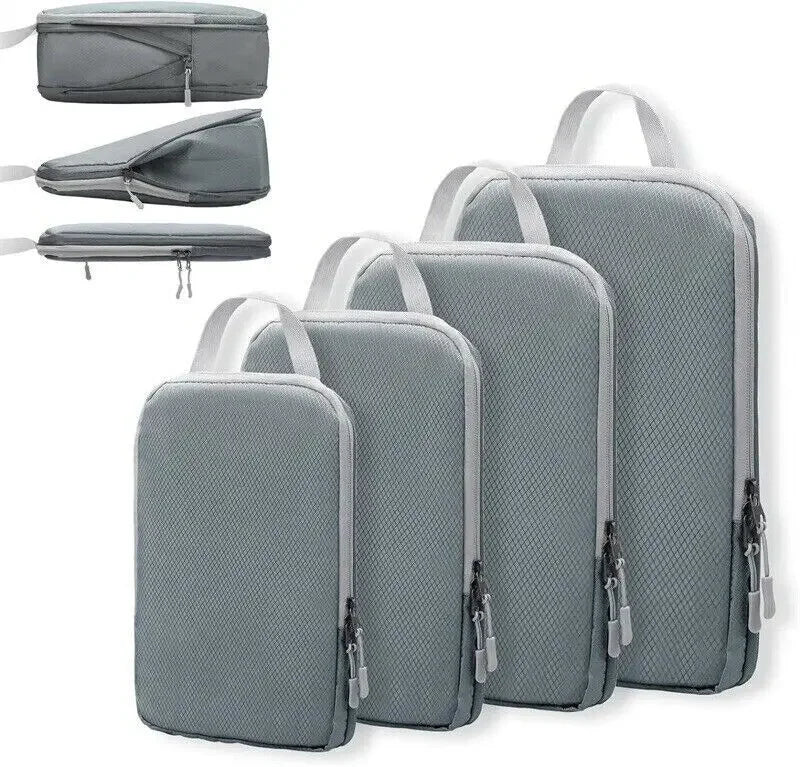 4Pcs Travel Compression Packing Cubes Bag Portable Suitcase Clothes Organizers Waterproof Luggage Storage Cases Drawer Bags