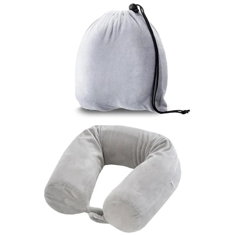 Twist Memory Foam Travel Pillow Neck Pillows with Storage Bag Chin Shoulder Support for Sleeping Bed Traveling Train Office Home