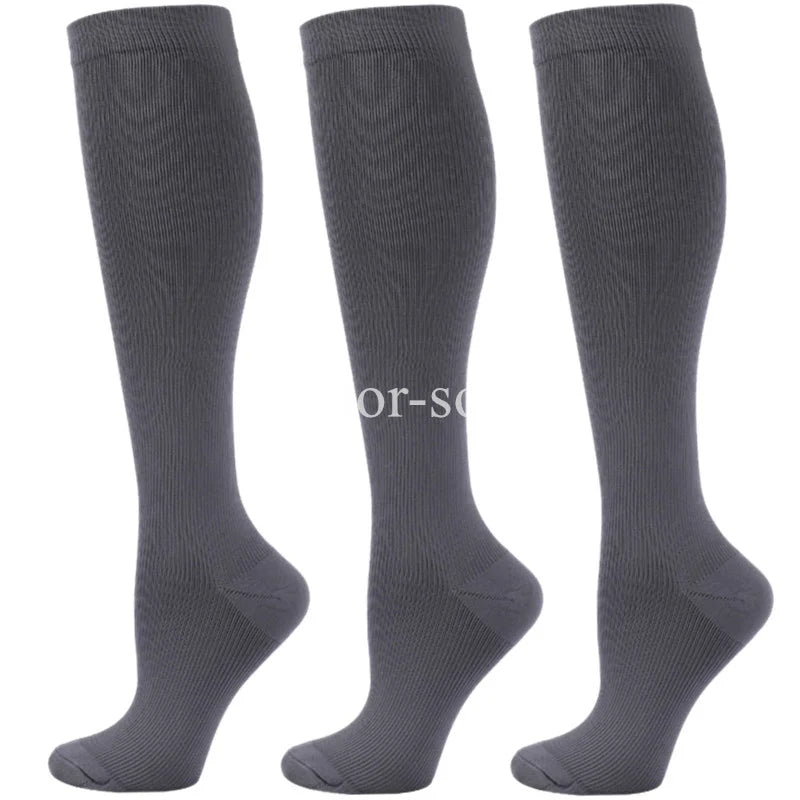 3Pairs Compression Socks Knee High Varicose Veins Stockings Men Women Sport Socks Anti Fatigue Pain Relief Compression Stockings